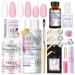 SAVILAND Acrylic Nail Kit: Keratin Acrylic Powder with Castor Oil Vitamin E Nail Primer Nail Glue French Tips Pink Rhinestones Full Tools Everything for Beginners DIY Home Salon