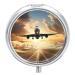 Round Pill Box Airplane Print 3 Compartment Medicine Pill Case Print Pill Organizer Decorative Metal Portable Pill Box Pocket Pill Box Style