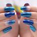Luvadeyo 24 PCs Blue Gradient Coffin Press on Nails | Glitter Artificial False Nails for Women & Girls | Double-Sided Adhesive Tabs Included - Buy Online on GoSupps.com