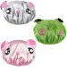 Bath Reusable Shower Caps Designed for Baby  Kids  Children Long/Thick Hair  Cute  Waterproof  Cartoon Animal  Double Layer Bathing Hat for Boys  Girls  Women(Pink Mouse  Gray Mouse  Green Smile Frog) Pink Mouse/Gray Mou...