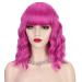 AISI BEAUTY Hot Pink Bob Wavy Wig with Bangs - 14 Inch Synthetic Hair Colorful Wig for Women - Perfect for Halloween Costume & Cosplay - Buy Online on GoSupps.com