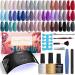 Lavender Violets 38 Pcs Gel Nail Polish Kit with 24W UV LED Lamp Dryer  Red Brown 27 Color Gel Polish  No Wipe Top Base Coat  All-In-One Manicure Kit for Beginner  Nail Design Salon Set B975 Girls Night