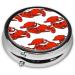 Red Lobster Print Round Pill Box | 3 Compartment Mini Decorative Travel Organizer for Vitamins & Medications - Buy Online on GoSupps.com