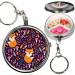 Pack of 2 - Portable Pill Organizer ( Flowers Foxes Mushrooms ) Metal Medicine Box 3 Compartment Stash Vitamin Meds Case with Keychain