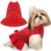 SKXEO Pet Dog Sweater Dress with Leash Hole for Small Medium Dogs with Bowtie Buffalo Check Red Black Turtleneck Cat Dog Pullover Knitwear Puppy Sweaters Medium Red