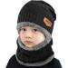 Kids Winter Beanie Hat and Scarf Set | Thermal Fleece Lining | Black | One Size | Aisprts - Buy Online on GoSupps.com