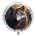 Round Pill Box Wolves and Dream Catchers Print 3 Compartment Medicine Pill Case Print Pill Organizer Decorative Metal Portable Pill Box Pocket Pill Box