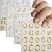 5D Gold Embossed Nail Art Stickers Crystal Soft Glue Irregular Geometric Frames Nail Stickers Sliver Hollow Designs Nail Decals Supplies Self Adhesive Stickers DIY Acrylic Nail Accessories Style1
