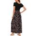 YUNDAI Women's Summer Maternity Maxi Dress with Pocket - Short Sleeve Floral Loose Long Dress Plus Size - Black (L) - Buy Online on GoSupps.com