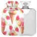 Naanle watercolor heat bottle with strawberry ice cream ice cream with cover transparent hot water bottle 1 l hot water bottle for bed hand feet pain relief heat and cold therapy