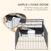 PawHut Metal Small Animal Cage Rabbit Cage for Guinea Pig Chinchilla Hedgehog Bunny with Removable Wheels and Foldable Detachable Run Fence 34.6" L x 50.6" W x 22" H 128L x 87W x 56H cm - Buy Online on GoSupps.com