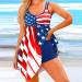 Women's American Flag Tie Dye Tankini Swimdress with Boy Shorts - Blue (Size Small) - Buy Online on GoSupps.com