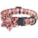 Unique Style Paws Halloween dog collar with flower pumpkin dog collar flower collar for young girls dogs flower neck band with metal buckle XL neck 16-26in XL F: Pumpkin with brown grille