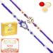 Ghasitaram Gifts Rakhi for Brother Rakhis Online - Set of 2 8928 8931 Fancy Evil Eye Rakhis with 200 GMS of Kaju katli and 200 GMS of Soan Papdi