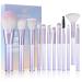 Makeup Brushes HEYMKGO 12pcs Professional Brushes Set Foundation Blending Powder Blush Concealers Eyeshadow Eyeliner Make Up Brush Kits Transparent Handle with a Triangle Puff Purple
