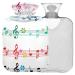 Naanle colorful hot water bottle with musical notes with reference transparent bag hot water bottle 1 l hot water bottle for bed hand feet pain relief heat and cold therapy