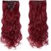 Silk-co Long Curly Wavy Clip in Hair Extension 24 Maroon&Dark Red - 8 Pcs Full Head, Synthetic Heat Resistant, 18 Clips - #Maroon&Dark Red - Buy Online on GoSupps.com