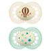 MAM Original Night Pacifiers in a set of 2 SkinSoft Silicone with Pacifier Holder 16+ Months Neutral