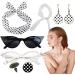 Polka Dot Headband - 1950s Headbands and Drop Earrings Set - Vintage Polka Dot Hair Bands with Chiffon Scarf Eye Glasses for Girls White One Size - Buy Online on GoSupps.com