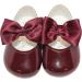 Burgundy Baby Girls Pram Shoes | Soft Sole with Bow Button | Made in Britain | Size 3 UK Child - Buy Online on GoSupps.com