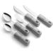 Special Supplies Adaptive Utensils 5-Piece Kitchen Set - Wide Non-Weighted Non-Slip Handles for Hand Tremors, Arthritis, Parkinson's or Elderly Use - Stainless Steel Knives, Fork, Spoons - Grey - Buy Online on GoSupps.com