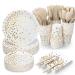 350PCS White and Gold Party Supplies Severs 50 Disposable Party Dinnerware Natural Biodegradable Forks Knives Spoons and Golden Dot Paper Plates White Napkins Cups for Baby Shower Birthday Wedding