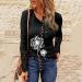 Women's Long Sleeve Henley Lace Tunic Blouse - Slim Fit Ribbed Top | XX-Large Black - Buy Online on GoSupps.com