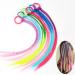 Hair Strands ColoUful Hair Extensions Braided Colored Braids Hair Synthetic Hairpiece for Party Braided Hair Braid With Elastic Rope Band for Children Girls Neon Hair Accessories Pack Of 6 Black