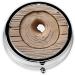 Wood Grain Printed Mini Round Pill Box - 3 Compartment Travel Pill Organizer for Home & Office Use - Buy Online on GoSupps.com