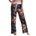 Haiorziyou Women Summer Pants Straight Wide Beach Pants Basics High Waist Yoga Posit Long Pants Elastic waist Collaric Women Free Pantin pants Aladin pants XXL A-Schwarz