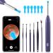 Ear Wax Removal 1920P HD Ear Wax Removal Tool with Camera Wireless Ear Cleaning with Built-in WiFi 6 LED Lights Ear Cleaner for iOS & Android(Purple)