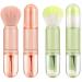 2 Sets Small Makeup Brush Set 4 in 1 Makeup Brush Portable Travel Lip Brush Foundation Blending Powder Brush Retractable Mini Facial Cosmetic Makeup Brush Set (Pink, Green) Green,Pink