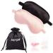 Whaline 2 Pcs Silk Sleep Eye Cover with Ear Plugs and Elastic Strap Soft and Smooth Eye Cover for Men & Women Night Sleeping Travel Nap (Pink & Black)