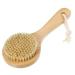 VOCOSTE 1 Pcs Bath Brush  Back Scrubber Wood for Shower with Short Handle  Brown  7.9 Inches 20x8cm