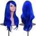 EMAXDesign 70cm high -quality cosplay wig for women long full curly void heating resistant fashion glamorous hair part with free wig caps & wig comb (color: dark blue) blue 70 cm (1 Pack)