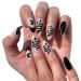 Justotry 24 pieces moon almond nails to stick on short black French artificial nails snake oval artificial nails press on nails acrylic fingernails fake nails short for women black & moon1