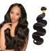 Lomelomme Natural Hair Extensions Real Hair Bondings Body Wave Human Hair Bundles for Women 16/18/20/22 Inch Brazilian Hair Wave Bundles With Closure Black Color Wavy Hair Extensions