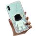 Tivenfezk nadoli for iPhone x/xs astronaut hidden stand shell caricature glitter stand soft silicone bling transparent protective cover iphone x/xs green