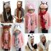 IBLUELOVER Kids Winter Hat Gloves Scarf Set - Brown Tiger Cartoon Animal Hooded 3-in-1 Faux Fur Party Hat & Gloves with Pockets - Buy Online on GoSupps.com