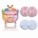 5 Pieces Large Body Powder Puff and Powder Container Crystal Case for Dust Puff Powder applicator with Box for Face and Body (Color Butterfly) Butterfly Color