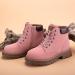 JABASIC Women Leather Ankle Combat Boots Low Heel Lace Up - Pink - Size 10 | Outdoor Trekking Hiking Work Boots - Buy Online on GoSupps.com