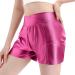 Women's Sparkly Cross V-Front Dance Shorts | High Waist Yoga Gym Rave Party Shorts with Pockets - Hot Pink (Large) - Buy Online on GoSupps.com