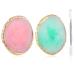 Thinp 2 Pcs Nail Art Palette Nail Polish Palette Resin Nail Palette with Stainless Stirring Rod Gel Polish Palette Gold Edge Nail Art Plate Nail Pallet for Nail Art (Green and Pink)
