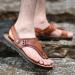 Men's Toe Corrector Sandal | Summer Leather Beach Flip Flops for Flat Feet | Non-Slip Bunion Corrector Slide Shoes 8.5 Khaki - Buy Online on GoSupps.com