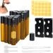 DALAETUS 28 Pcs Amber Roller Bottles Set 10ml Roll on with Spring-Pipettes Droppers Stickers Bottle Openers Essential Oils Bottles Glass for Fragrance Aromatherapy