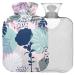 NAANLE hot hot water bottle with cover tropical palm leaves Transparent hot water bottle Heat bottle for back pain relief handfoot warmer neck warmth and cold therapy 2l