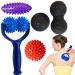 5 pieces of massage ball set with hedgehog ball massage roller with handle fascia ball hedgehog ball Peanut Massage oval spiked ball for legs feet hands and back