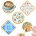 WATHFKCU 4 Sets DIY Glass Mosaic Tiles for Crafts Mixed Color Mosaic Kits with Wooden Coaster for Adults Mosaic Crafts Materials Package for Coaster Handmade Home Decor Gifts