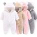 Haokaini Newborn Bear Warmer Snowsuit Cotton Fleece Hooded Romper Jumpsuit for Baby Girls Boys 6-9 Months Grey