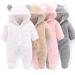 Haokaini Newborn Bear Warmer Snowsuit Cotton Fleece Hooded Romper Jumpsuit for Baby Girls Boys 3-6 Months Pink
